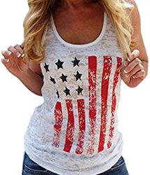 Blusa blanca sin mangas bandera americana