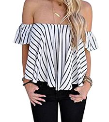 Blusa top a rayas con hombros fuera