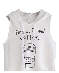 Remera chaleco sin mangas de café con capucha